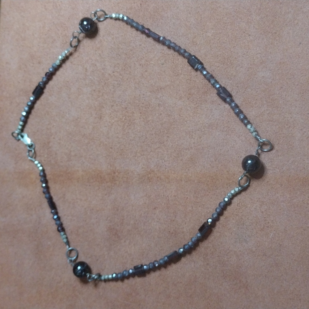 18" Garnet & Sterling Silver Necklace